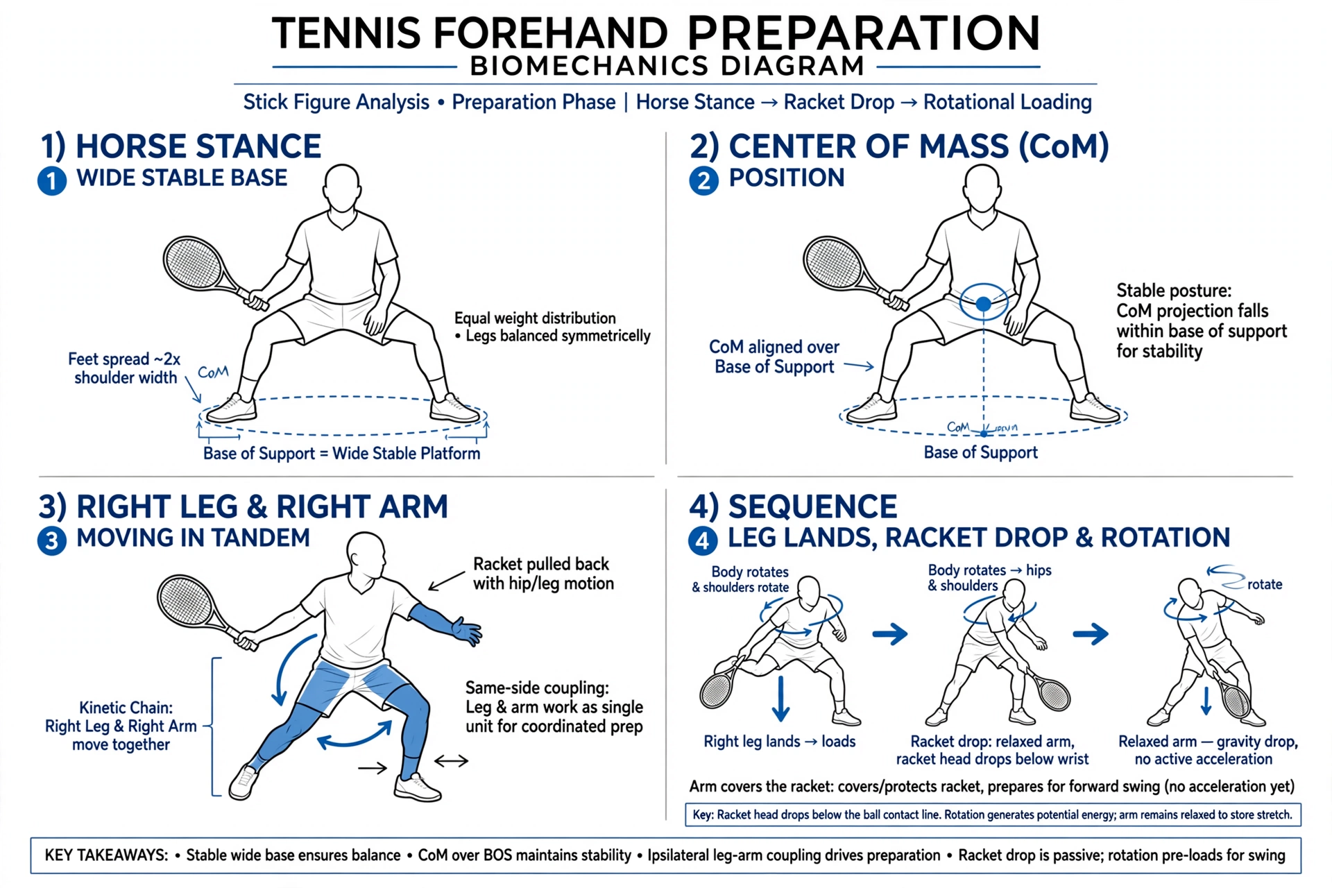 Tennis Forehand Preparation - Master Biomechanics Diagram