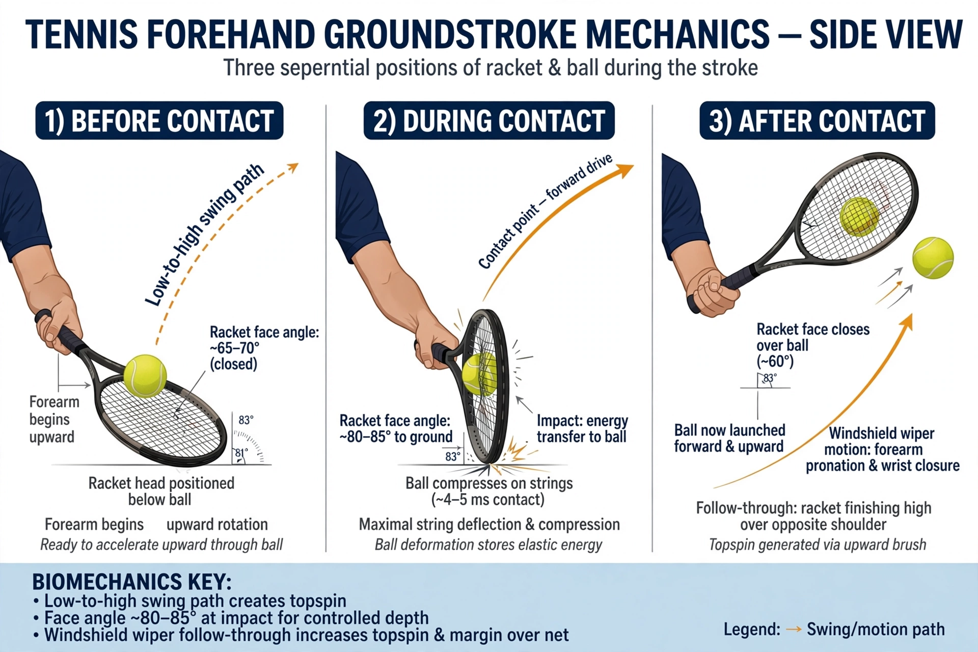 Tennis Forehand Groundstroke Mechanics Side View