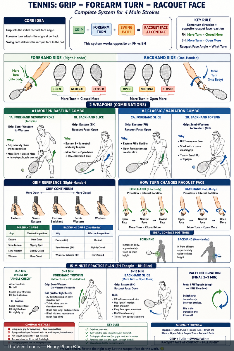 Cầm Vợt – Xoay Cẳng Tay – Mặt Vợt: 4 Cú Đánh Chính