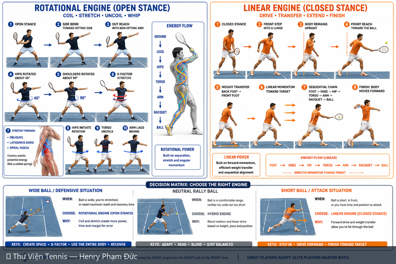 Động Cơ Xoay vs Động Cơ Tuyến — Open vs Closed Stance