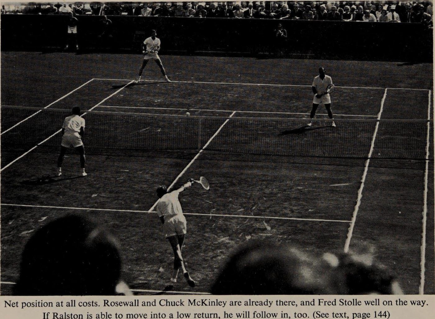 Hình 6.7: Net position at all costs. Rosewall and Chuck McKinley are already there, and Fred Stolle 