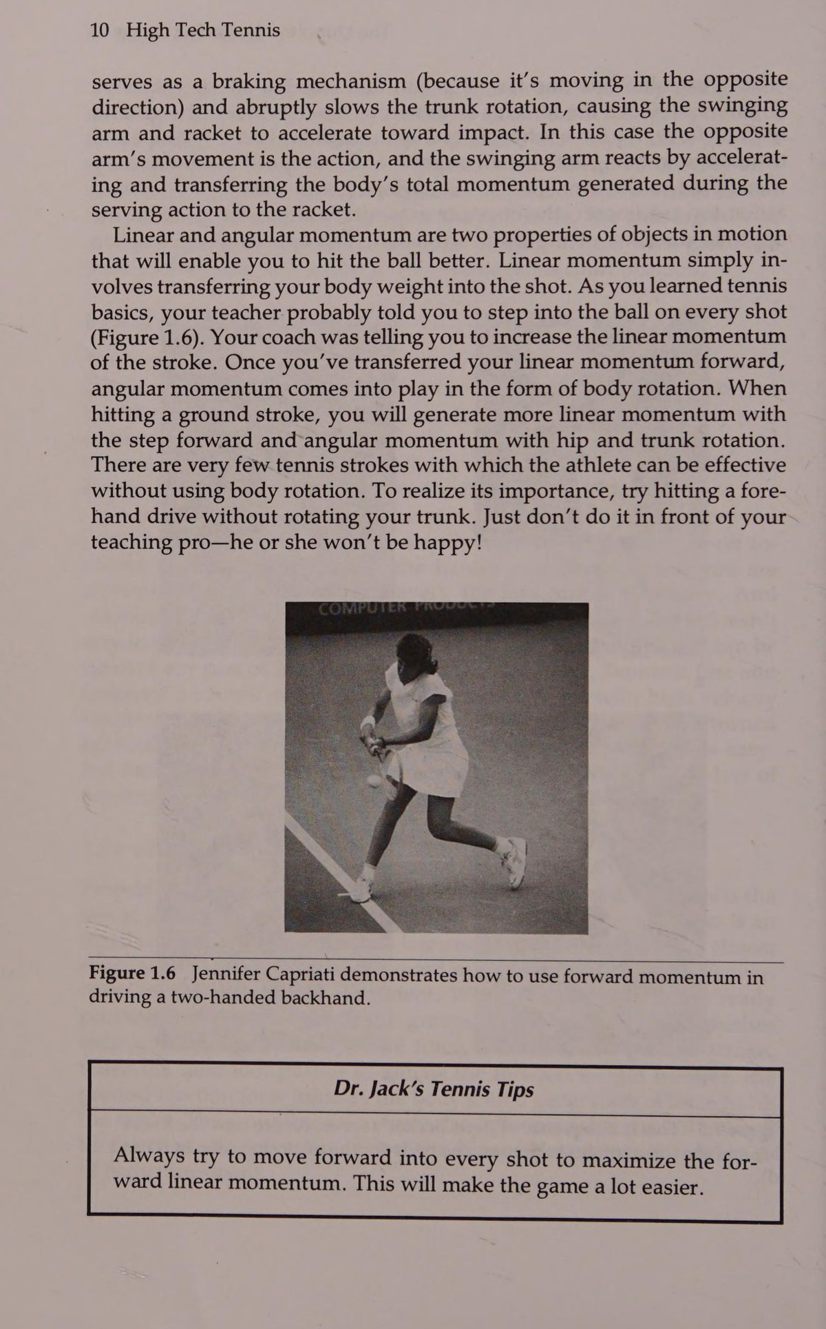 Phân tích cơ sinh học động lượng tuyến tính của Jennifer Capriati