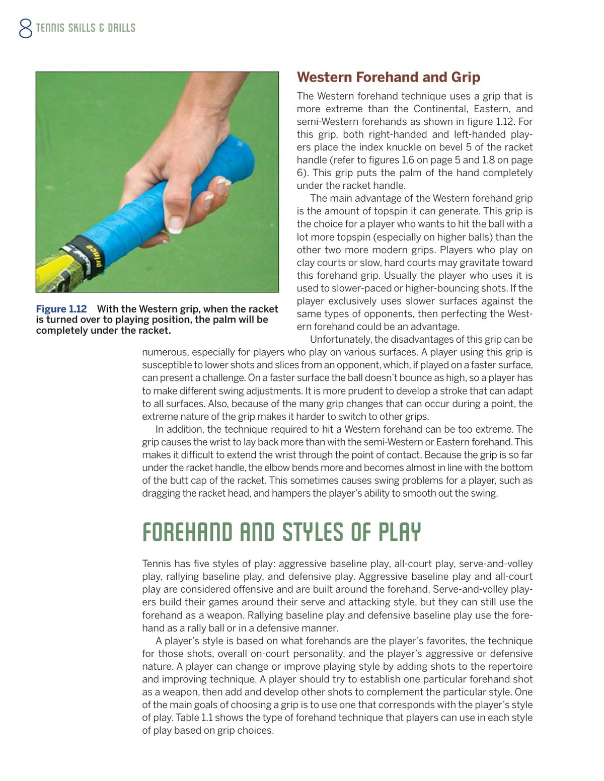Kiểu cán cầm Western Forehand và mặt phẳng vung vợt