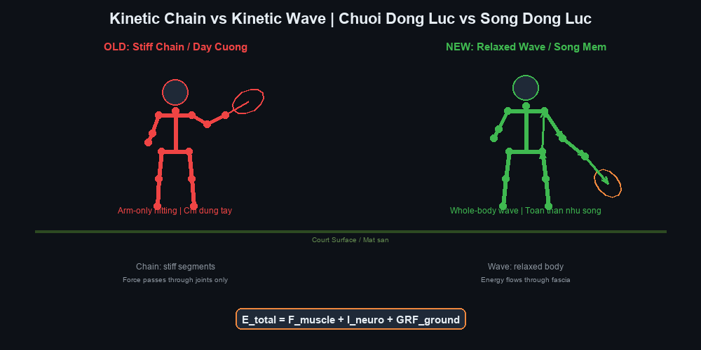So sánh Chuỗi Động Lực Cứng (Kinetic Chain) và Sóng Động Lực Thả Lỏng (Kinetic Wave)